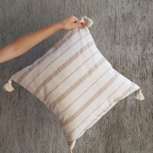 Almohadón tusor rayas beige