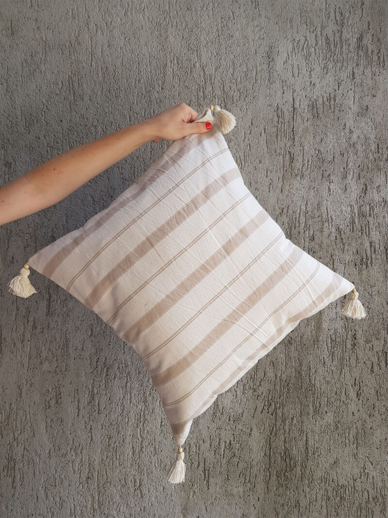 Almohadón tusor rayas beige