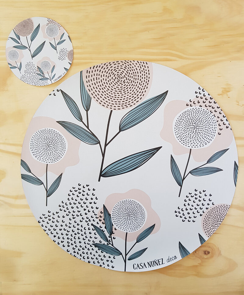 Individuales Flores x 6u + Posa Vasos - Imagen 2